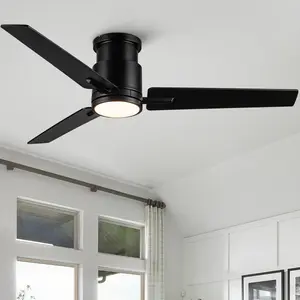52" Black Lowe Profile Ceiling Fan with Light