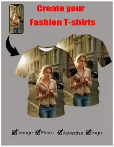 Custom 3D Full-Body Photo T-Shirt, Personalized Photo Upload, Opaque Crew Neck Casual Summer Tee with Your Own Picture Printing, Suitable for Girlfriend Boyfriend Couples & Family, Machine Washable Gift Apparel