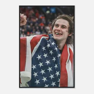Jack Hughes Olympic Gold Medal Goal Framed Poster - Team USA Hockey Art Print
