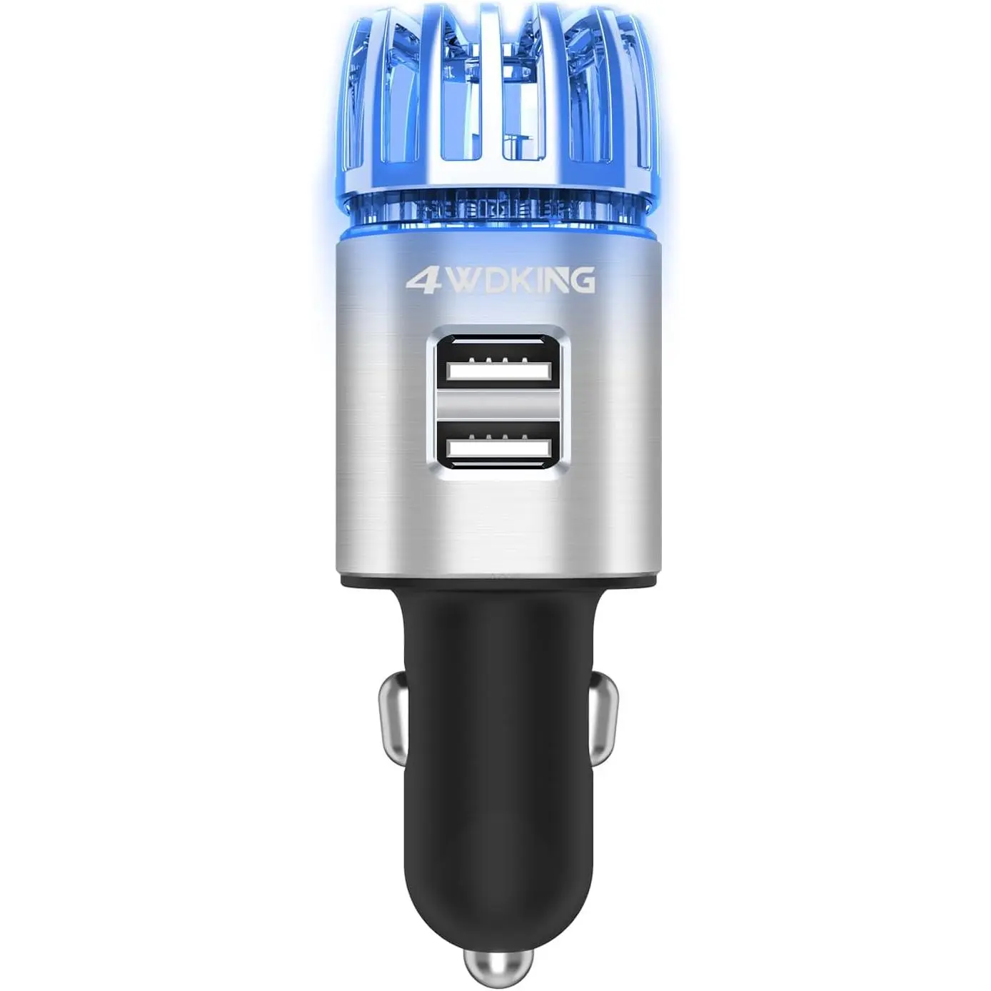 Car Air Purifier Ionizer, V Plugin Car Air Freshener Gadgets with Dual USB Charger Removes Cigarette Smoke, Pet and Food Odor, Ionic Ozone (Silver)