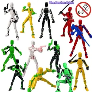 5pcs T13 Robot Collection, Multi-Jointed Action Figure Set with Weapons, Assembly Model Toy, Desktop Decoration, Holiday Gift