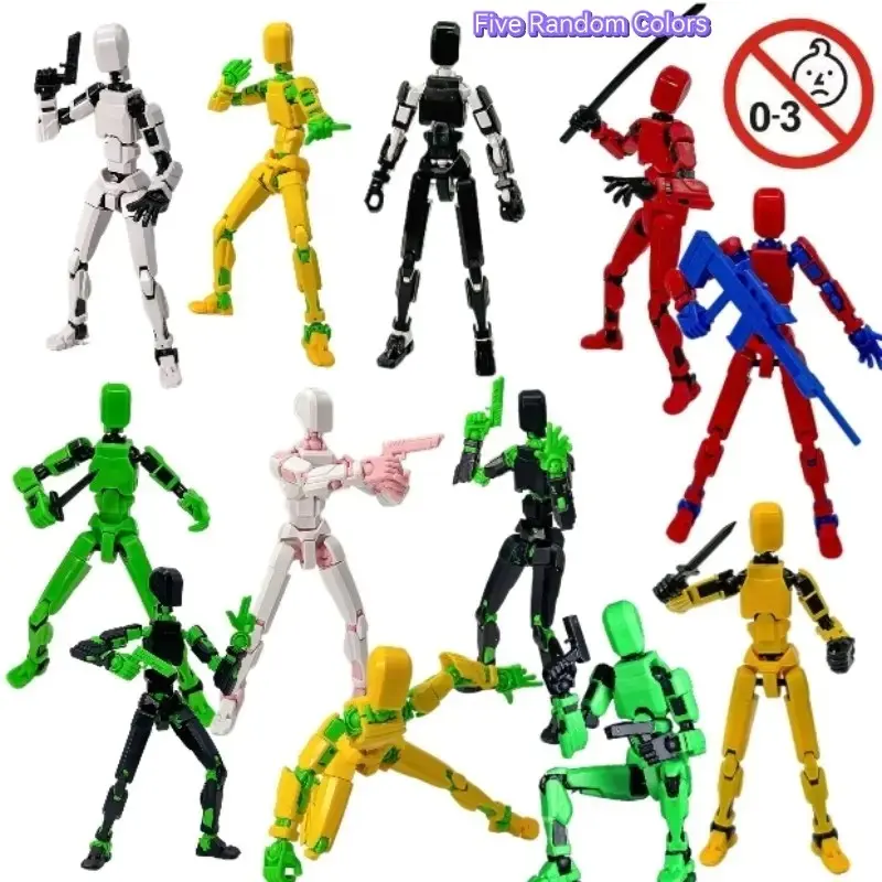 5pcs T13 Robot Collection, Multi-Jointed Action Figure Set with Weapons, Assembly Model Toy, Desktop Decoration, Holiday Gift, Collectible Action Figure, Articulated Figures