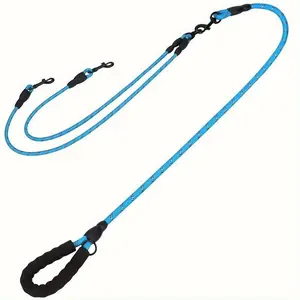 360° No Tangle Dual Dog Leash, 78-Inch Extended Shock-Absorbing Leash with Reflective Line & O-Ring Handle, for Night Safety, Comfortable Dog Walking & Training, No Tangle Leash