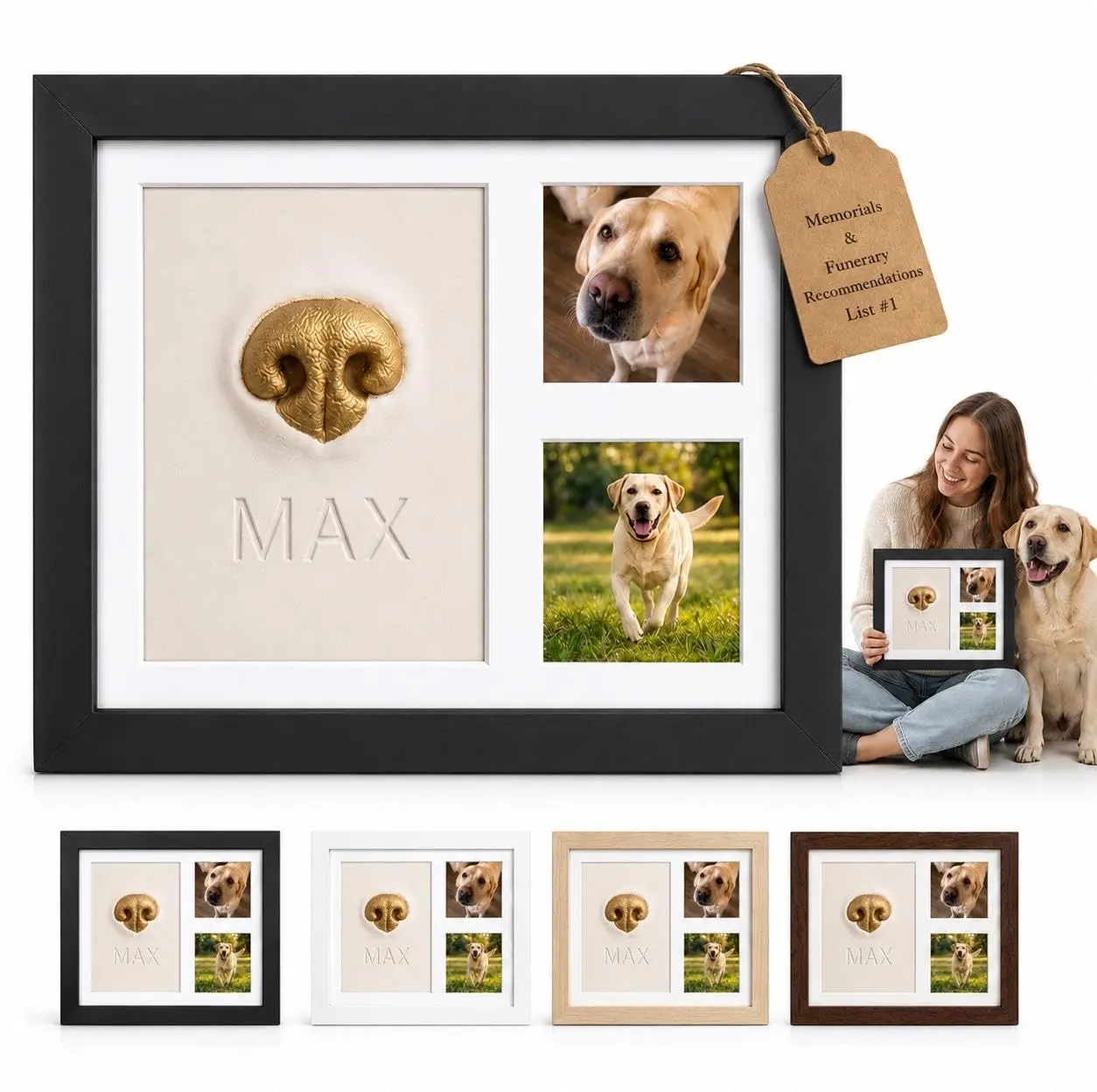 Framenow Dog Nose Print Kit – DIY Pet Keepsake Frame with Air-Dry Clay for Dogs & Cats, Personalized Gift for Pet Lovers gitf