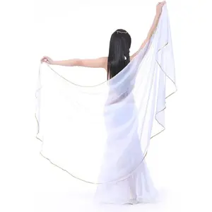 Lightweight Semicircle Chiffon Hand Scarf Belly Dance Costume Outfit Hip Scarf Sequin Trim Shawls Veils