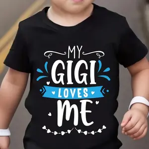 Toddler Kids "My GIGI Loves Me" Short Sleeve T-Shirt - Cute Family Love Graphic Tee for Boys & Girls, Soft Cotton Casual Top