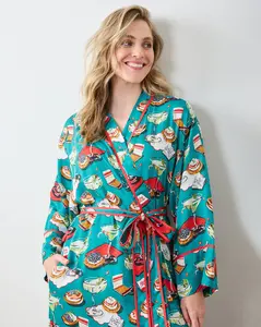 Blinis & Martinis - Eco Satin Robe - Mid Century Blue