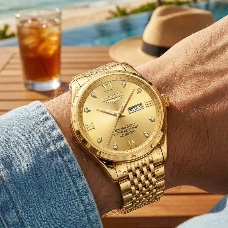 Men's Luxury Gold Watch High end Quality Waterproof Day-Date Display Night Vision Luminescent Hands Classic Dress Watch for Business Casual Outdoor Birthdays Men's accessories Teenage men's gifts - TikTok Shop Men's Luxury Gold Watch High end Quality Waterproof Day-Date Display Night Vision Luminescent Hands Classic Dress Watch for Business Casual Outdoor Birthdays Men's accessories Teenage men's gifts - TikTok Shop
