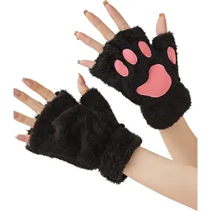 P-CPA018   Cat Paws Gloves Fingerless Bear Furry Paw Cute Hand Gear Cosplay Costume Accessories