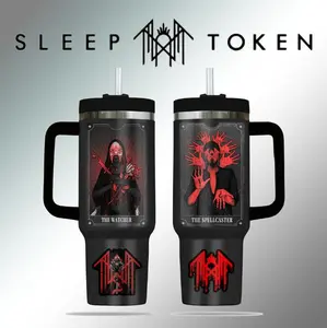 Sleep Token Tarot Card 40 Oz Tumbler With Handle Take Me A Back To Eden 40oz Travel Insulated Double Wall Insulation Gift For Fans 18/8 Stainless Steel BPA Free