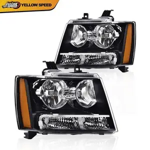 Pair Black Headlight Set Fit For 2007-2014 Chevy Tahoe Suburban 1500 Left&Right