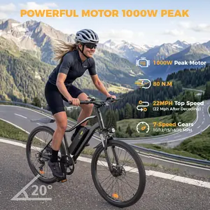 【Summervibes】Hopcycle Electric Bike for Adults 500W/750W, Up to 55 Miles, 20MPH Electric Mountain Bike, 26'' Tires Lightweight E-Bike for Commuting Mountain Road Sand Dealsforyou