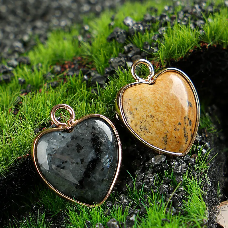 Cross Border Heart-Shaped Natural Stone Pendant, Healing Crystal Pendant For Necklaces Diy Craft Supplies (Without Chains) Cross Border Heart-Shaped Natural Stone Pendant, Healing Crystal Pendant For Necklaces Diy Craft Supplies (Without Chains)