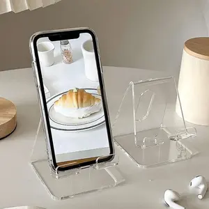 2PCS Transparent Phone Holder – Aesthetic Desk Decor, Easy Charging & Stable Grip, Perfect for Office & Home