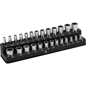 70233-26- 1/4-Inch Metric  Socket Organizer - Holds 13 Standard Size and 13 Deep Size Sockets - Keeps Your Tool Box Organized