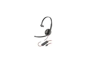 Poly Blackwire 3210 Headset - Mono - USB Type C, Mini-phone (3.5mm) - Wired - On-ear - Monaural - Ear-cup - 5.28 ft Cable - Noise Cancelling Microphone - Noise Canceling - Black