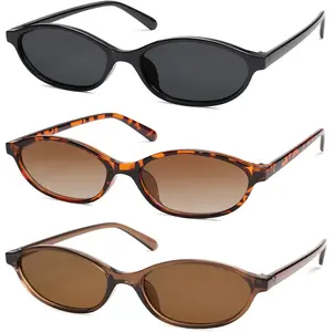 Retro Oval Cat Eye Sunglasses for Women Y2k Trendy Narrow Sunnies Designer Sun Glasses AR82253