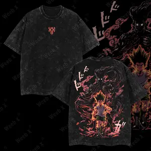 Weeb X - HunterxHunter - Gon Freecss Unisex Oversize Anime Manga Washed Heavyweight Cotton Hoodie & T-Shirt, Gif For Anime Fan, Anime Lover, Hxh Shirt cool graphic