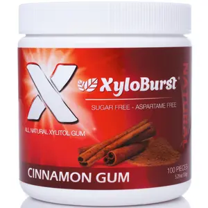 XyloBurst Cinnamon Xylitol Gum - Sugar-Free Aspartame-Free Vegan Keto Bubblegum Snack for Oral Health Benefits