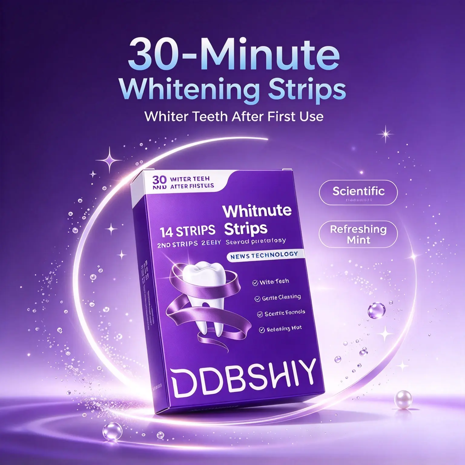 Gentle Teeth Strips (14 Pack, 7 Pcs x 2 Sets) for Adults, Non-Slip Portable Oral Care Strips, Fresh Mint Scent Teeth Cleaner, Decay Prevention & Bright Smile Whitening