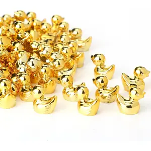 100 Pcs Mini Golden Duck Statue Golden Duck Figurines Micro Garden Landscape Dollhouse Cake Decoration Potted Plants DIY Craft Charms for Party Gift
