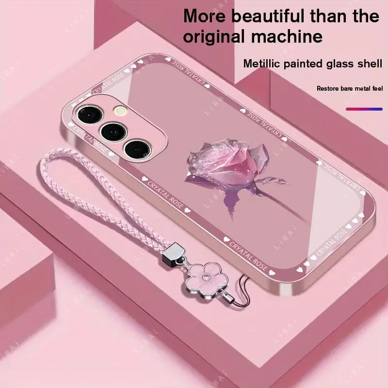 Suitable for [Galaxy S24 Fe] Brand new premium phone case,  Free four-leaf clover lanyard，drop-proof and fingerprint-resistant，simple and elegant design，multiple colors available YM99