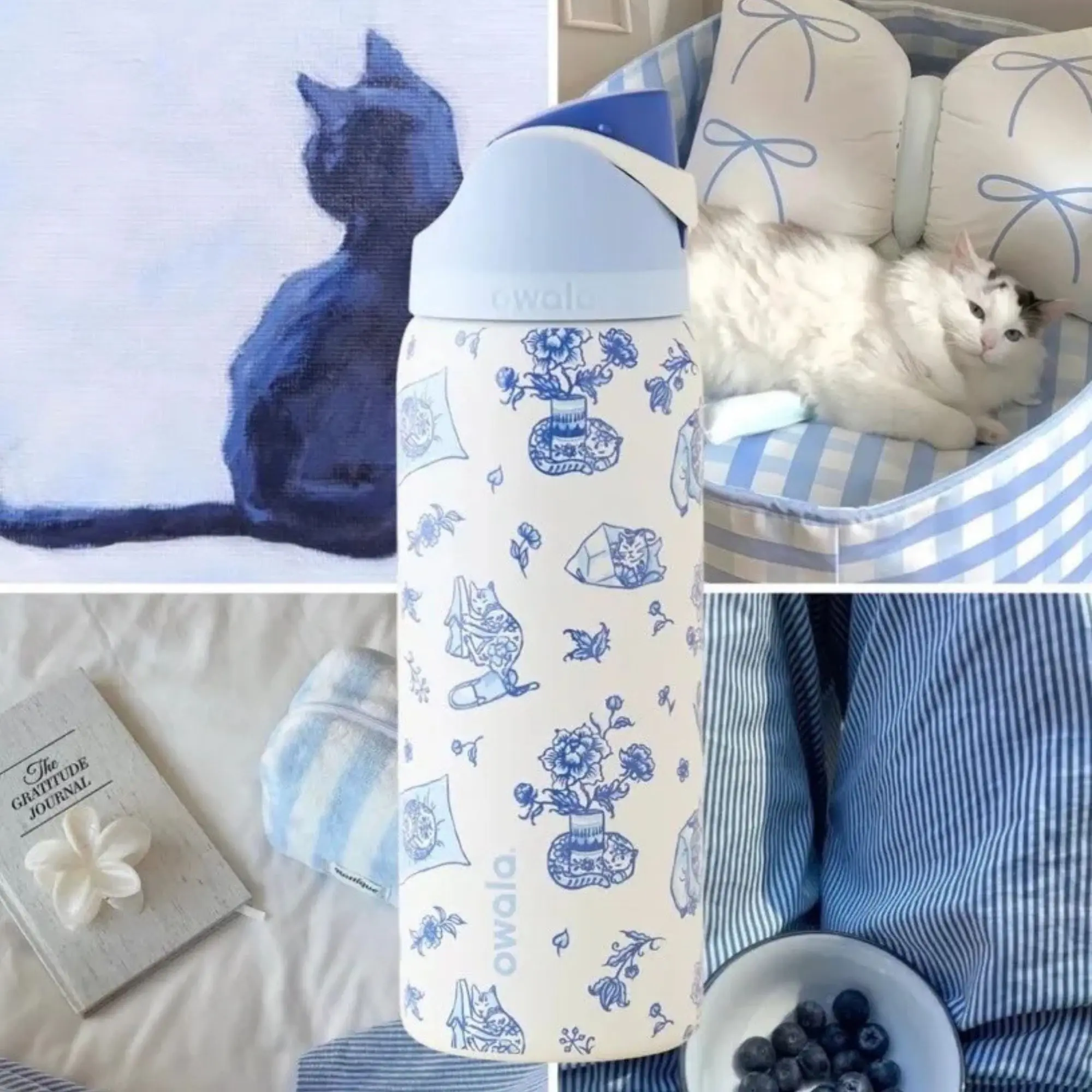 Cute Cat 32oz Pattern Stainless Steel Water Bottle - Double Wall Insulated Drinkware for Travel, Daily Use
