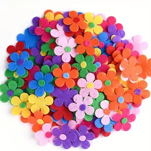 100pcs Multicolor Felt Flowers Self-Adhesive, Reusable Matte Surface, Perfect for Textile Crafts, DIY Projects, Classroom Decor