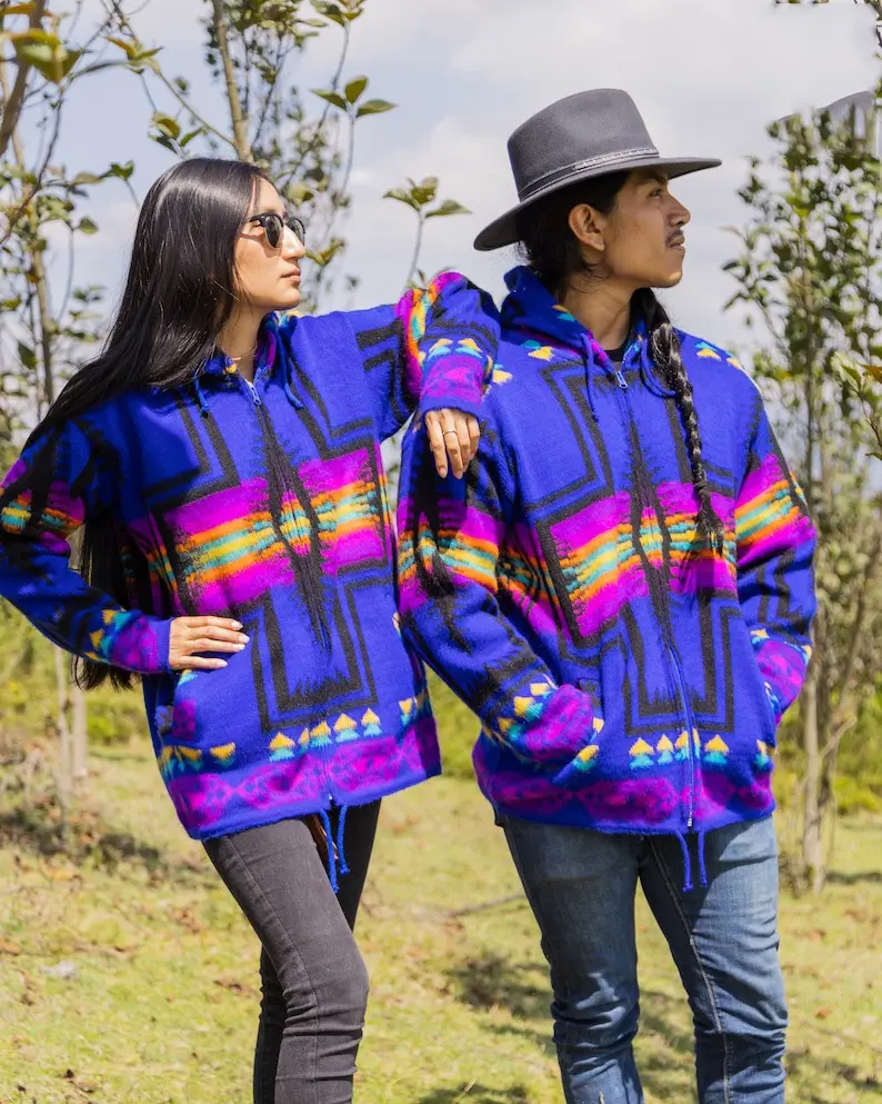 Handmade Alpaca Jacket.(Littletunia Violet) Handcrafted by Indigenous Hands. Super warm and soft. Machine Washable