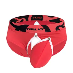 Men’s Unique Removable Front Pouch Breathable Stretch Fabric Soft Comfy Fit Cutout Briefs Bold Design Everyday Athletic Wear