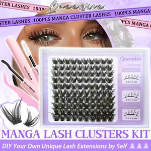 Thick Volume & Natural Lash Clusters Kit, Eyelash Extensions, High-Capacity Individual Lashes, Wispy Lash Bond, Tweezer Included, for Home Use, Cosplay, Daily Wear
