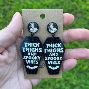 ItsMamaCookie Thick Thighs Spooky Vibes Merch Earrings