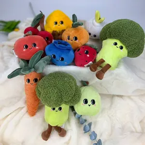 Mini Cute Plushies Stuffed Animals Fruit & Vegetable Decorations, Cuddly Stuffed Animal, Perfect for Backpacks & Room Decoration, Ideal for Kids Learning Objects