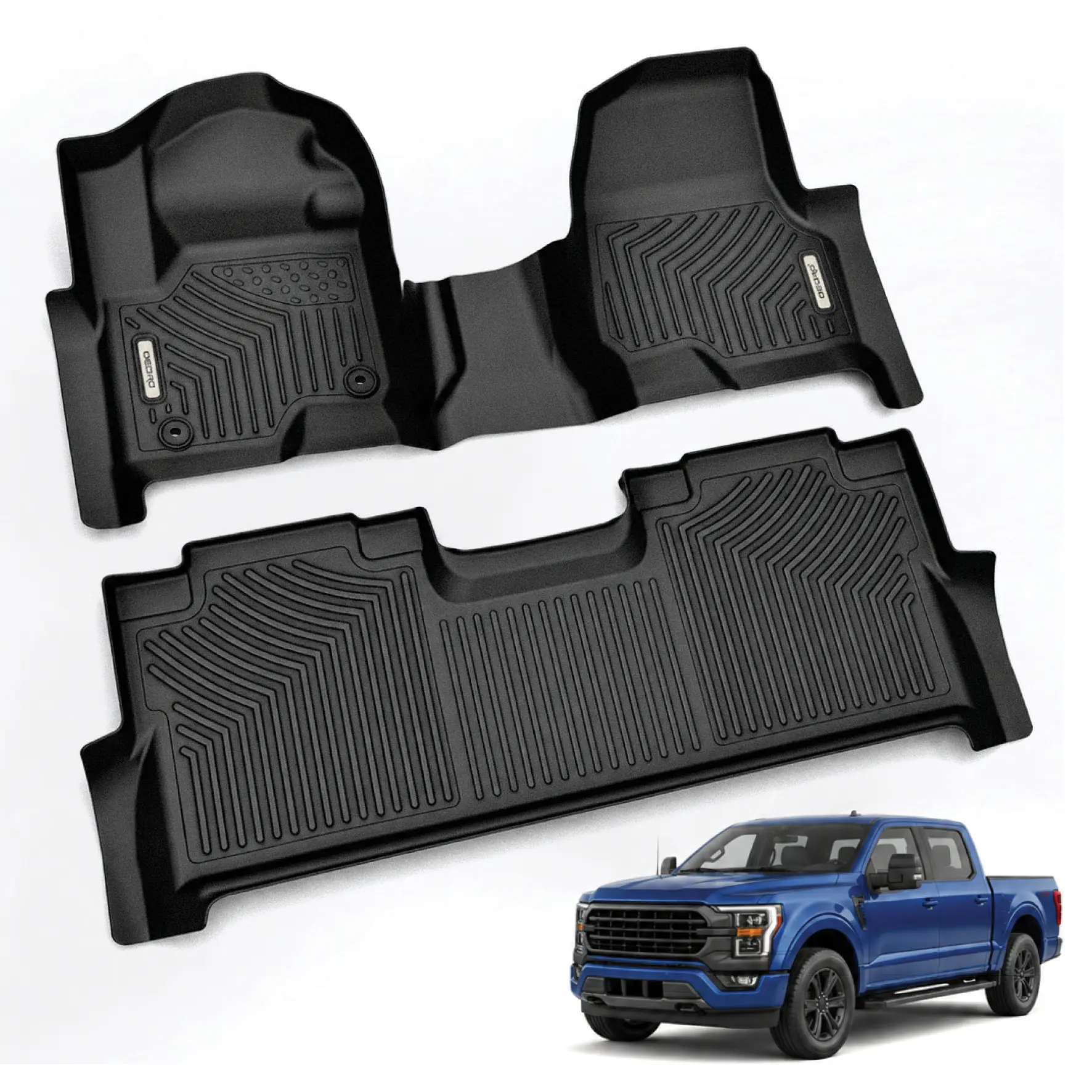 OEDRO TPE Floor Mats Fits for 2017-2026 Ford F-250/F-350 Super Duty Crew Cab with 1st Row Bench Seat, with Under Storage Box, Custom Fit Black TPE All-Weather Protection Floor Liners