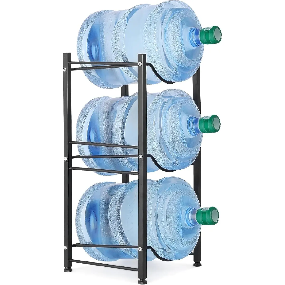 3-Tier Water Jug Rack, Detachable 5-Gallon Water Bottle Holder for Kitchen, Office & Home, Black
