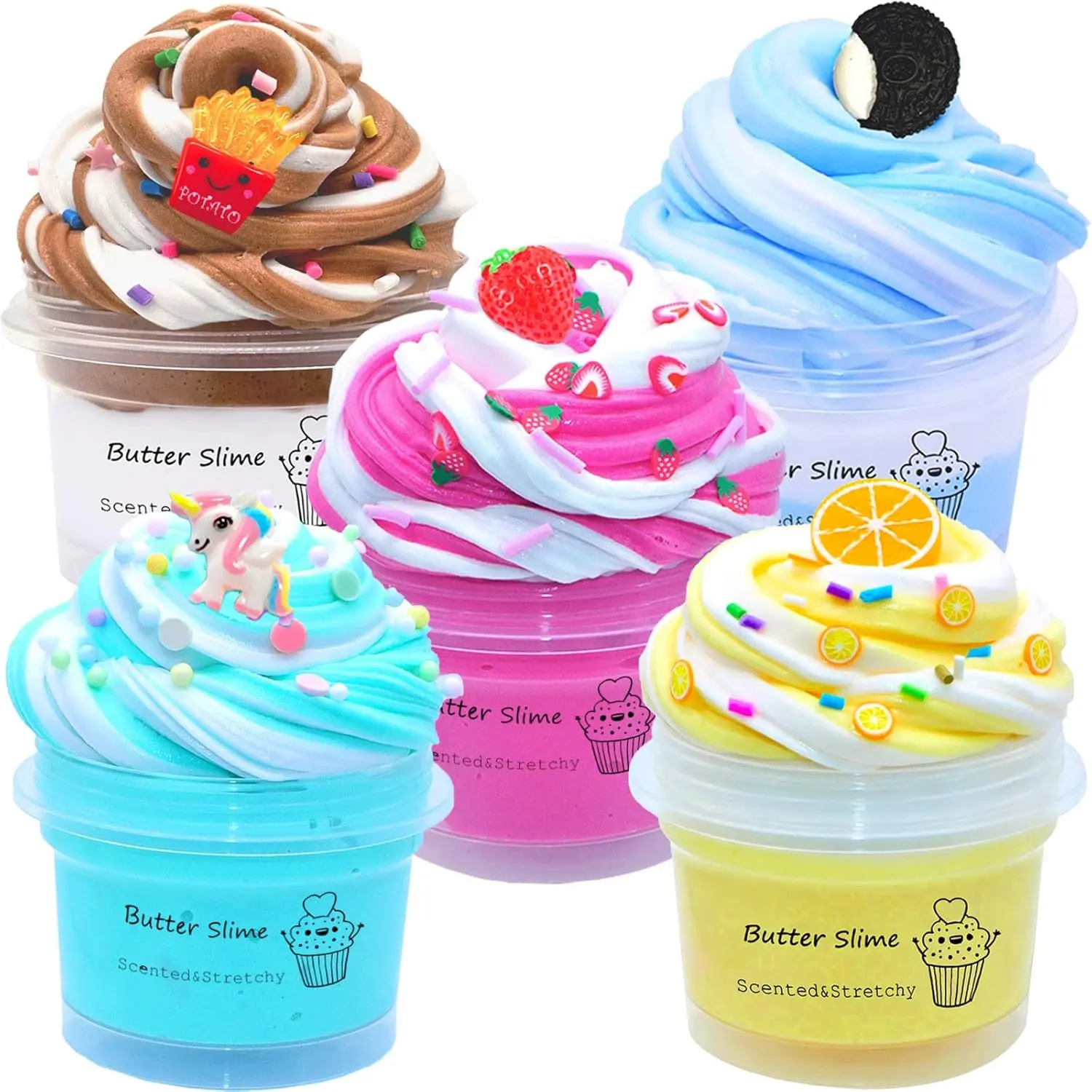 Summer Spring Gift 9 Pack Butter Dual Slime,Pink Strawberry, Blue Ice Cream,Two-Toned Colorful Slime,Super Soft and Non-Sticky for Kids