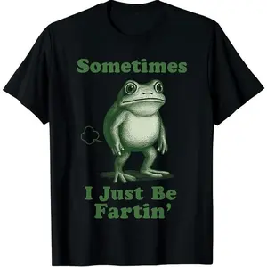 Maillotech-Sometimes I Just Be Fartin' Frog T-Shirt, Funny Graphic Tee for Men Women, Retro Humor Shirt, Casual Pure Cotton Top, Quirky Cartoon Party Outfit, Gift Idea