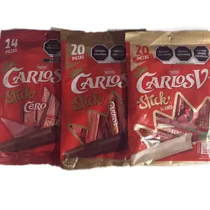 Carlosv Stick Milk Chocolate Mexican Candy Bar (14, 20, 55Count), Sweet Snack Bonbon Dessert Creamy Sticks