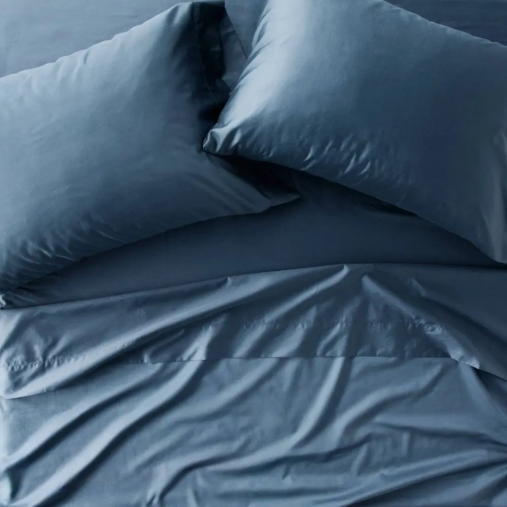 Full 600 Thread Count Sateen Sheet Set Dark Mineral Blue - Casaluna