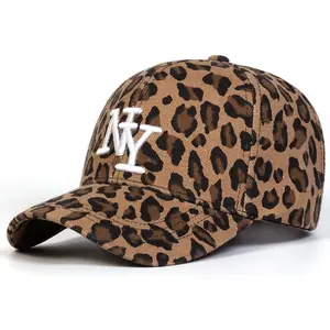 NY Leopard Print Baseball Cap for Women Men, Vintage Aesthetic Y2K Streetwear Hat, Adjustable Cotton Sun Hat, Trendy Hip Hop Fashion Accessory 2026