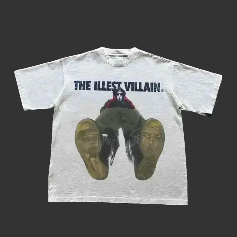 Men's MF Doom The Illest Villain Classic Cotton Fabric Menswear Short-Sleeve Round Neck Tshirt - Soft Dark Graphic Streetwear Top for Casual, Gym Use Crewneck Tropical Shortsleeve