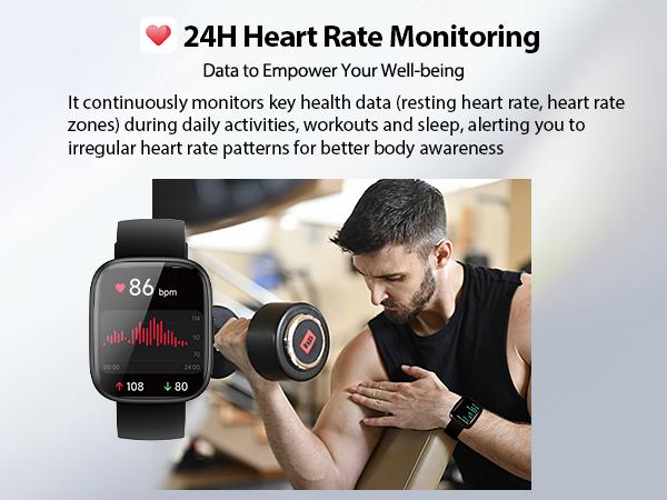Alexa-Enabled Smart Wristwatch (Wearable Device), 1.83" HD LCD Touchscreen Fitness Tracker with Bluetooth Call, Heart Rate Monitor, Sleep Tracking, 120+ Sports Modes, IP68 Waterproof for Android & iPhone (with Camera), Workout, Magnetic, Charging