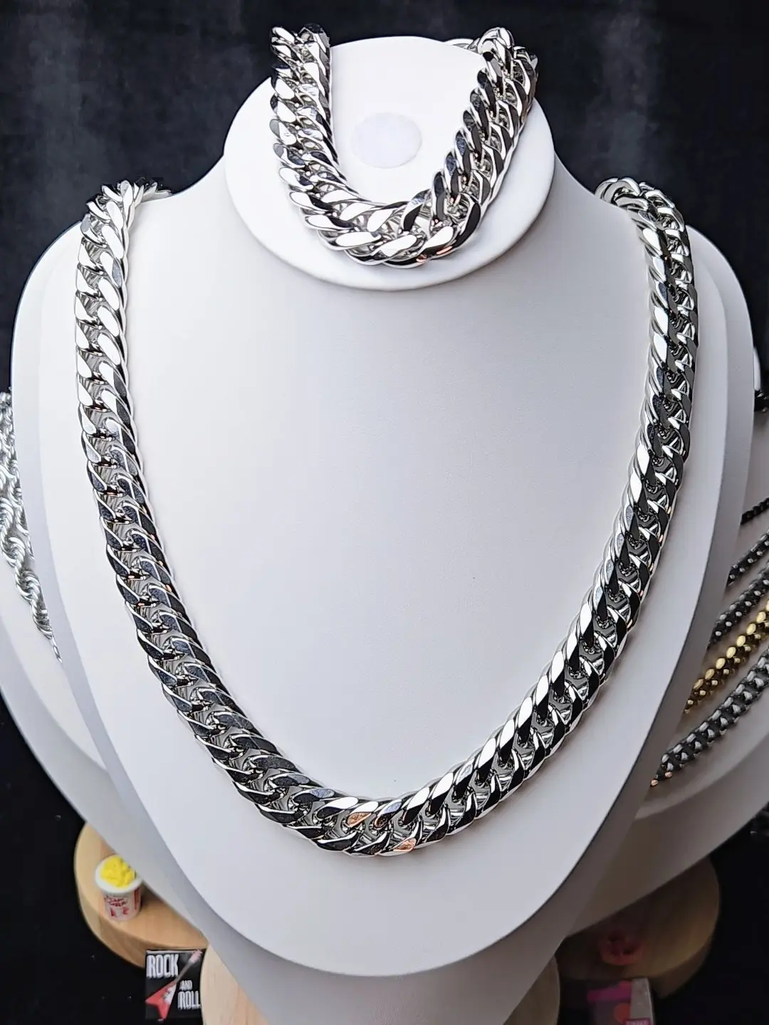 Cuban Chain Double Link Combo 24" Chain And 8" Bracelet 13.5 mm