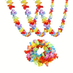 Hawaiian Luau Flower Garland 10ft - Colorful Lei Banner Bunting for Party Photo Props and Home Decor - Light Green Yellow Pink - Perfect for Harvest Festival Juneteenth Ramadan Diwali and Independence Day Celebrations