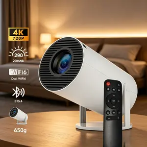 Portable Mini Projector 290 ANSI Lumens WiFi LED with Android System Bluetooth 5.4 Audio Speaker Auto Keystone 180° Rotatable 130" Screen Dual 4K Support Mount-Compatible for Home Cinema Outdoor Movie Nights Digital Mapping