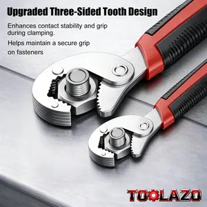 Multifunctional Self-Locking Pipe Wrench Set, 2-Piece Large and Small Adjustable Wrench, Quick-Opening Universal Repair Tool for Water Pipes, Heating Pipes and Plumbing