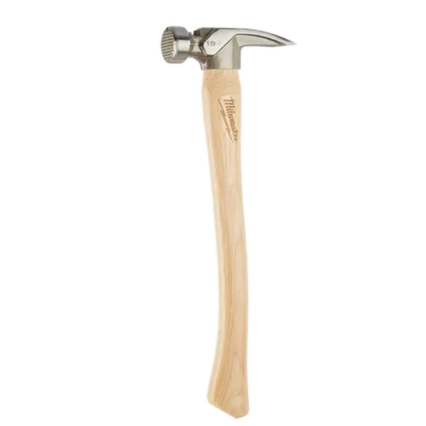 Milwaukee 48-22-9419 19oz Milled Face Hickory Handle Framing Hammer, Balanced Design Construction Tool for Framing Tasks, Construction Tools