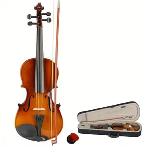 New 3 4 Acoustic Violin Case Bow Rosin Natural