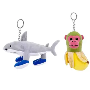 2Pcs Italian Brainrot Keychain 7 Inch Funny Meme DIY TOY Italian Brainrot Plush Keychain Tralalero Tralala Tung Tung Tung Sahur Stuffed Animal Toys Bulk for Kids Birthday Party Favors Gift