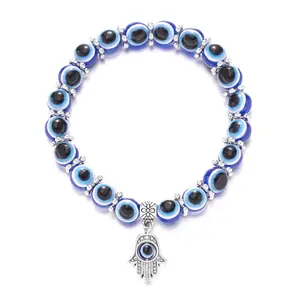 2026 Lucky Evil Eye Bracelets for Men Women Blue Evil Eye Palm Butterfly Pendant Beads Bangles Handmade Charm Jewelry